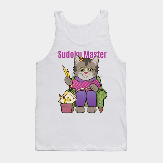 Sudoku Master Cat Tank Top by Sue Cervenka